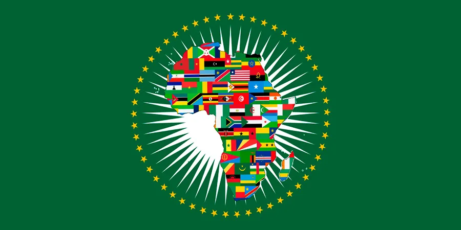 Map of Africa filled with national flags