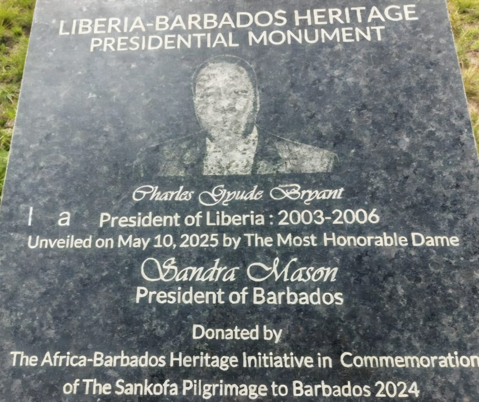 Charles Gyude Bryant monument plaque, Crozierville